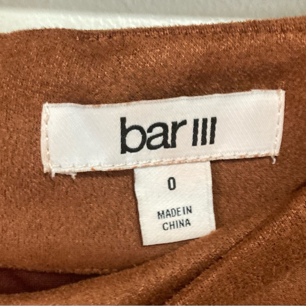 Bar lll Suade Dark Clay A Line High Rise Mini Skirt Size 0 - Picture 13 of 13